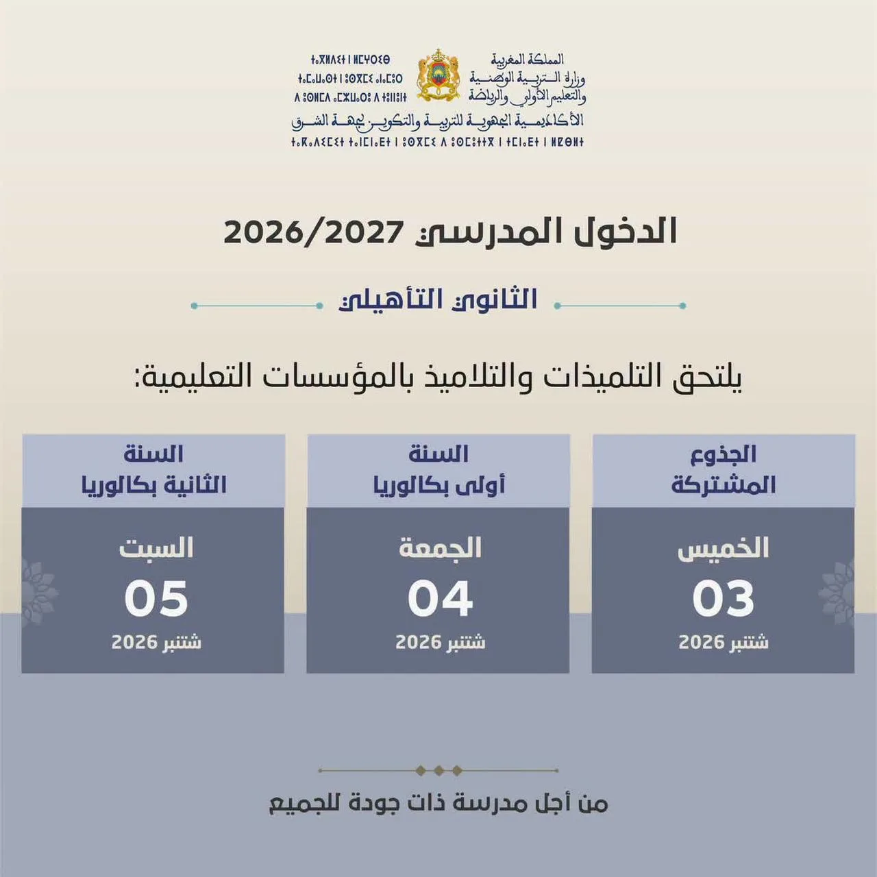 المديرية الإقليمية بالناظور تعلن عن دخول مدرسي تدريجي